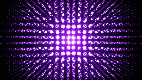 Abstract purple digital background glowing sphere motion grid 3D render Stock Footage 318424376