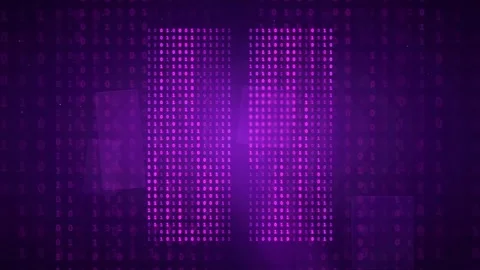 Abstract purple digital background with glowing binary code and flickering data Stock Footage 339320892