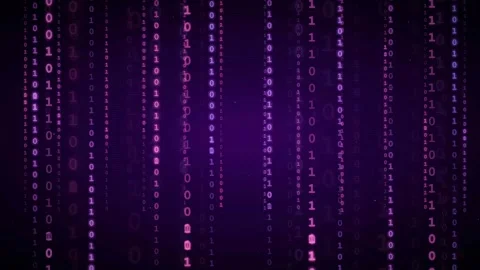 Abstract purple digital binary code rain falling on dark background for Stock Footage 339322861