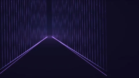 Abstract purple digital corridor with glowing particle lines Stock Footage 346680314