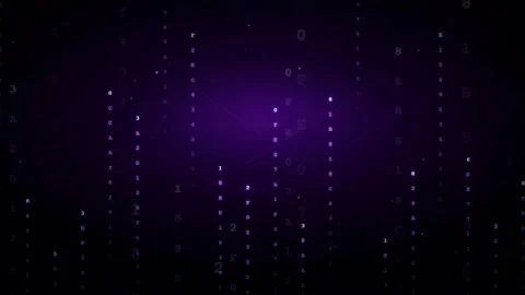 Abstract Purple Digital Data Stream with Falling Binary Code and Glowing Stock Footage 336776398