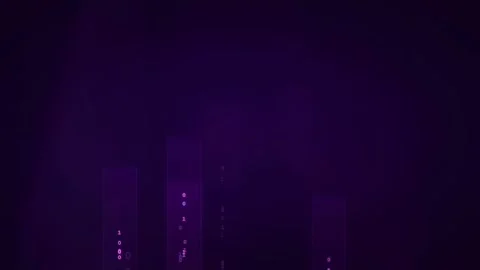 Abstract Purple Digital Data Stream with Floating Binary Code and Glowing Stock Footage 339318702