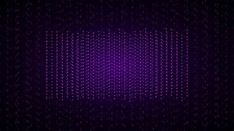 Abstract Purple Digital Data Stream with Glowing Particles and Binary Code Stock Footage 339321468