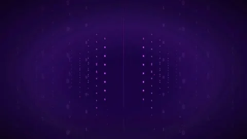 Abstract purple digital data stream with binary code particles moving in a Video stock 339323814