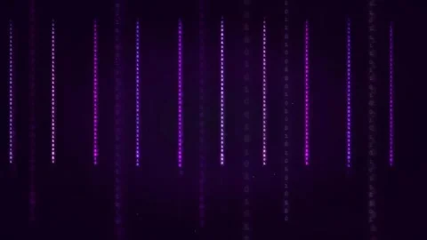 Abstract purple digital data streams with glowing vertical lines on a dark Video stock 336775098