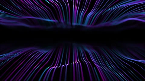 Abstract purple digital dynamic particle line waves with motion light backg.. Stock Footage 325516729
