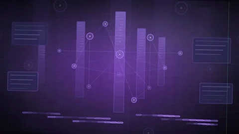 Abstract Purple Digital Interface with Floating Data Charts and Futuristic Stock Footage 339318140