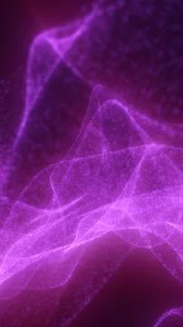 Abstract purple digital mesh waves with glowing particles, soft flowing tex.. 库存插图