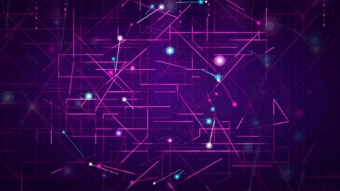 Abstract purple digital network background with glowing lines and connecting Stock Footage 339321629
