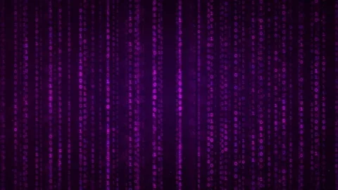 Abstract purple digital rain background with falling binary code and glowing Stock Footage 339325446