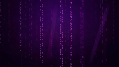 Abstract Purple Digital Rain with Binary Code Falling in a Dark Cyber Space Stock Footage 339323050