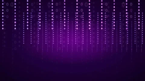 Abstract purple digital rain with falling binary code particles on a dark Stock Footage 339322812