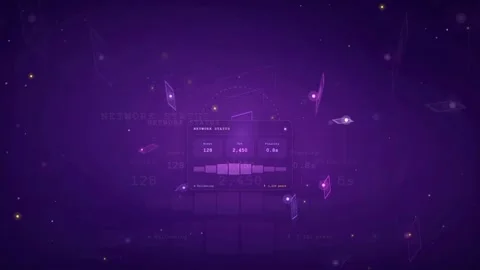 Abstract Purple Digital Technology Background with Floating Data Panels and Stock Footage 339317308