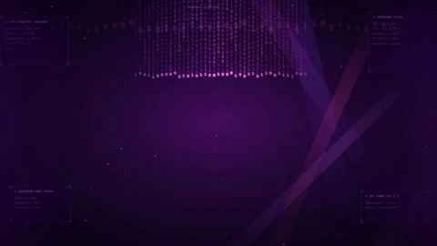 Abstract Purple Digital Technology Background with Floating Data Particles and Stock Footage 339321616