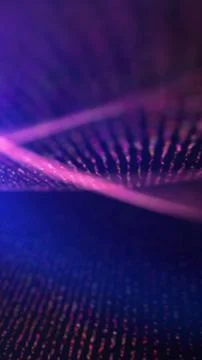 Abstract purple digital wave with glowing particles and flowing light lines.. Stockillustratie