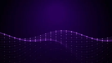 Abstract purple digital wave of particles on dark background for tech concept Stock Footage 346724381