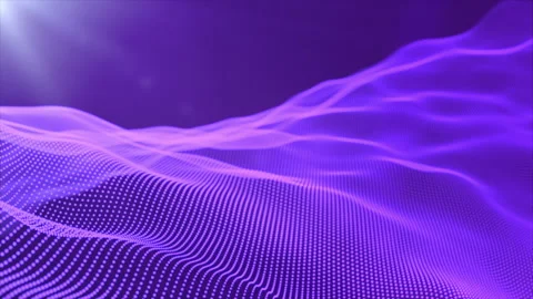Abstract purple digital waves on dark background with soft light rays. Stock-Footage 248168992