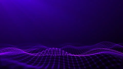Abstract purple digital waves on dark background. Purple cinematic intro an.. Stock Footage 286159479