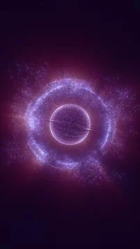 Abstract purple energy core surrounded by a glowing particle ring, visualiz.. Stock Illustration