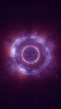 Abstract purple energy core surrounded by a glowing particle ring, visualiz.. Stock Illustration