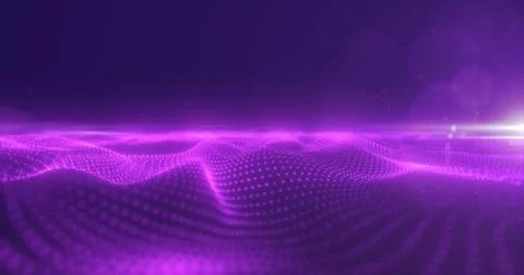 Abstract purple energy surface with magic waves of particles and points wit.. Stock Illustration