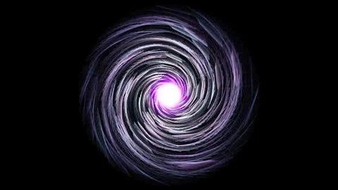 Abstract purple energy vortex rotating slowly in dark space with central gl.. Stock Footage 345895850