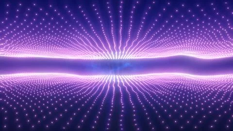 Abstract purple energy waves from particles above and below the screen magi.. Stock Illustration
