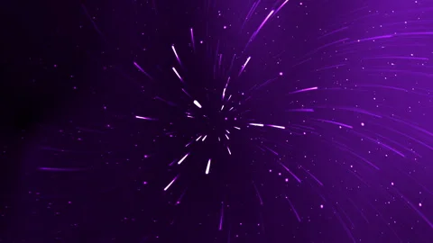 Abstract purple explosion of light streaks and particles in dark space. Stock Footage 325368601
