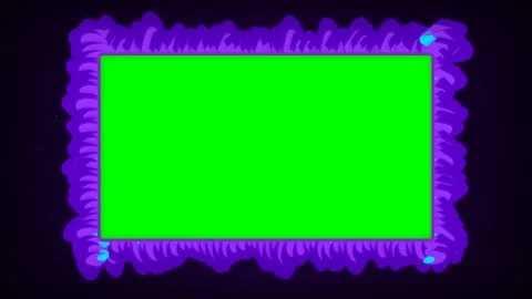 Abstract Purple Fire Frame with Green Screen Background. Stock Footage 336620046