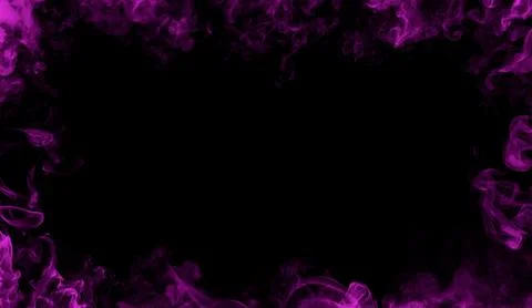 Abstract purple flames frame on isolated a black background Stock Illustration