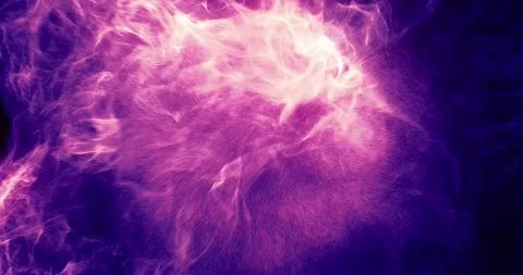 Abstract purple flames, plasma and particles moving around in a fluid motion. Stock Footage