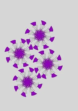 Abstract Purple Floral Geometric Pattern on Gray Background Stock Illustration