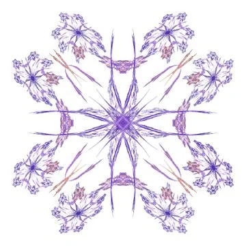 Abstract purple floral pattern isolated on white background. Stock Illustration