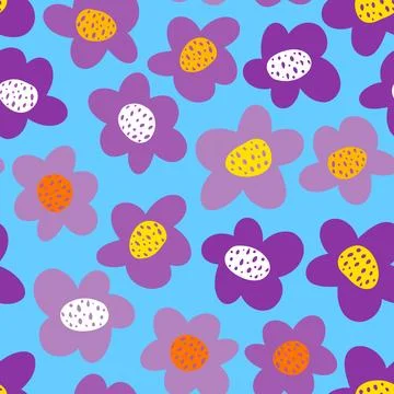Abstract purple flowers seamless pattern design Stock Illustration