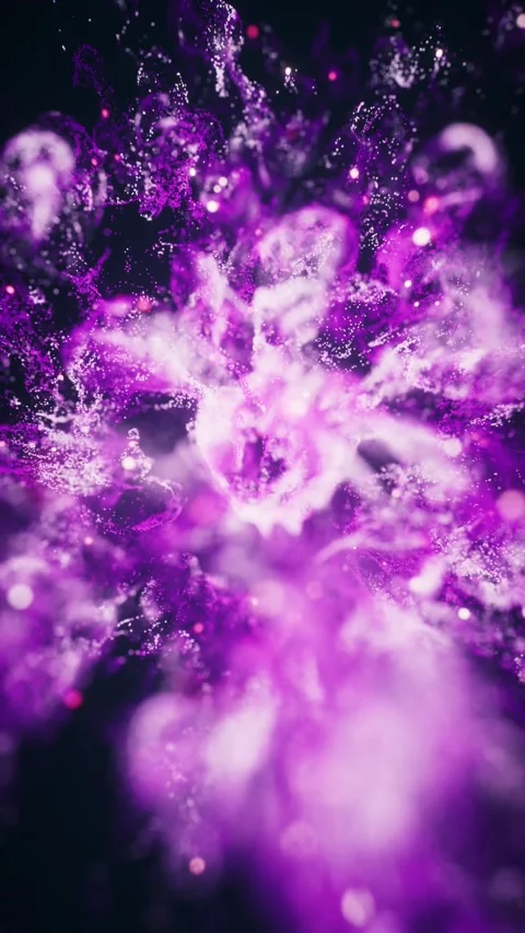 Abstract purple fluid particles exploding with motion and light, digital ar.. Stock Footage 332317859
