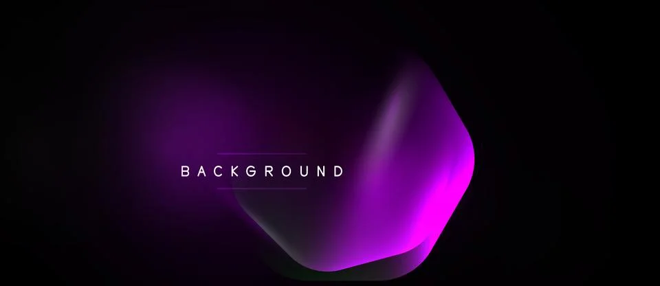 Abstract purple fluid shape over black background. Modern design element, Illustrazione stock