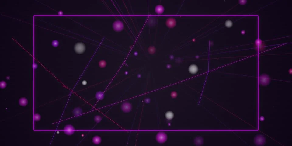 Abstract purple frame with glowing dots and light lines Stock Illustration