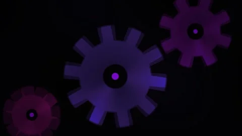 Abstract Purple Gears Rotating on Black Background. Stock Footage 334506815