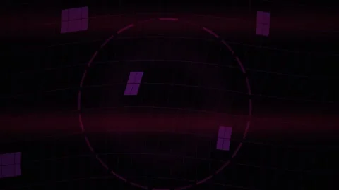 Abstract Purple Geometric Animation with Rotating Dashed Circle and Grid Tunn Stock Footage 344718830