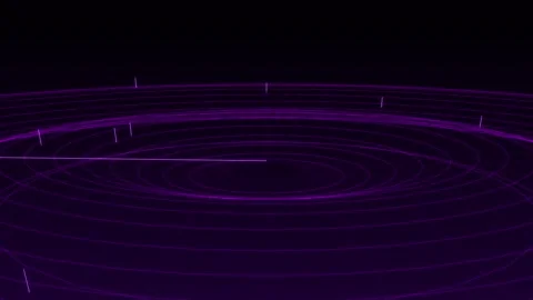 Abstract purple geometric circular pattern with a neon light line on dark b.. Stock Footage 346068285