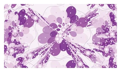 Abstract purple geometric floral pattern, organic shapes, circles, graphic .. Stock Illustration