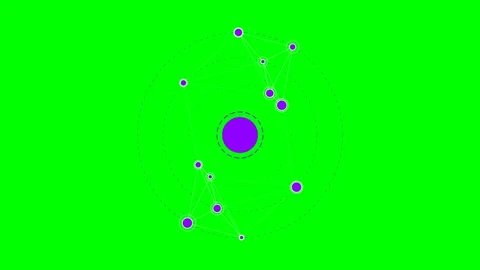 Abstract purple geometric network nodes connected on a bright green backgroun Stock Footage 340903886