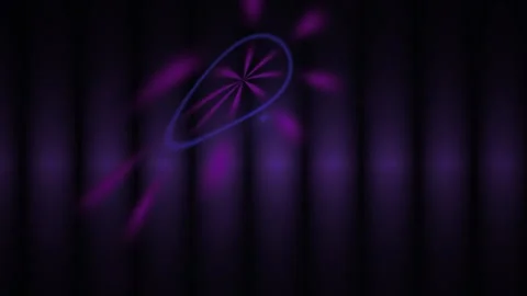 Abstract Purple Geometric Shape Rotating Against Dark Vertical Light Beam B.. Stock Footage 341803361