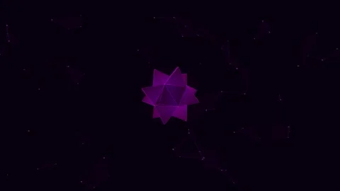 Abstract purple geometric star shape rotating slowly against dark digital n.. Vidéo 343558970