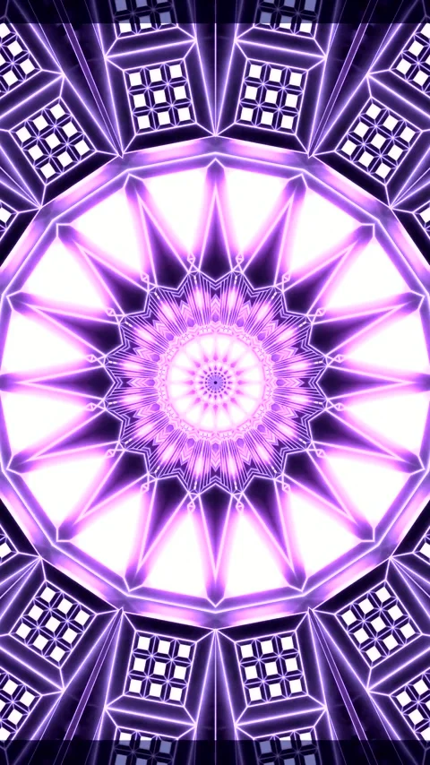 Abstract purple geometric tunnel creates a seamless loop for visual jockeyi.. Stock Footage 321575928