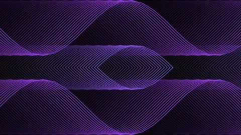 Abstract purple geometric waves on a dark background, digital art Video stock 329951808