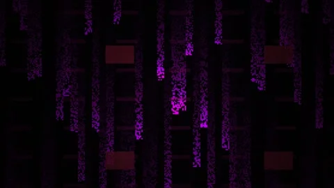 Abstract Purple Glitch Matrix Code Falling Down Dark Background. Stock Footage 333919256