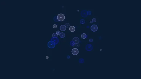 Abstract purple glowing bubbles floating on dark blue background, soft bokeh 스톡 동영상 333782971