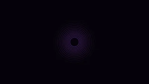 Abstract purple glowing concentric circle pattern on a deep black background Stock Footage 338311184