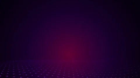 Abstract purple glowing digital wave with moving particles on dark backgrou.. 库存影片 343768986